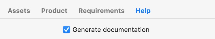 The Generate documentation option under the new Help section