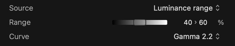 Luminance range parameters