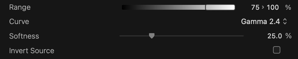 Luminance range parameters